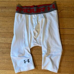 Under Armour White and Red Athletic Shorts